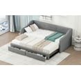 thumbnail image 5 of Convertible Upholstered Daybed Twin XL to King Size with Storage Drawers, Modern Gray Fabric for Small Spaces, Guest Room & Home Office, Durable Wood Frame with Hidden Compartments, 5 of 9