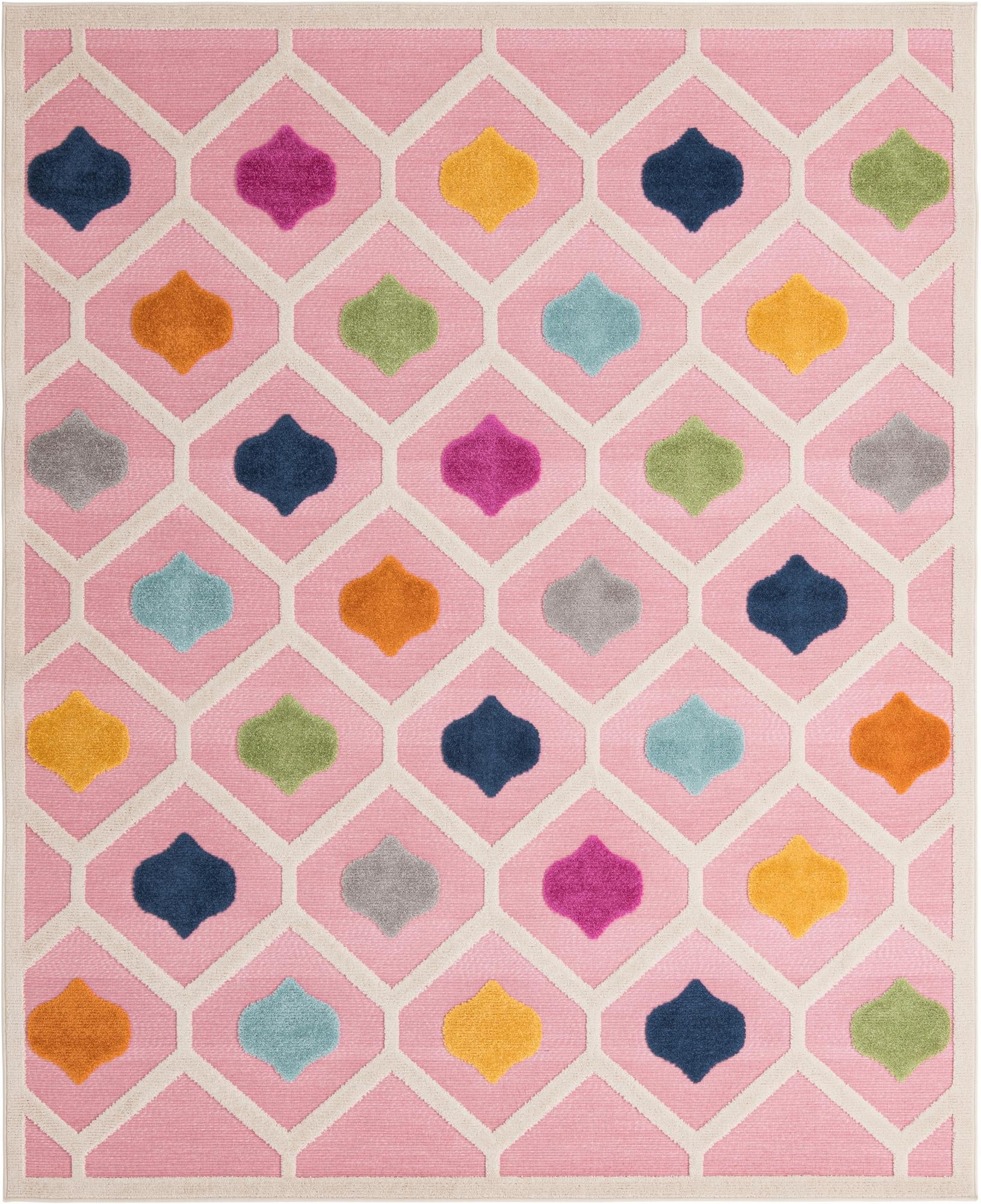 Aruba Outdoor Collection Rug 7' 10 x 10' Pink LowPile Rug Perfect For Any Outdoor