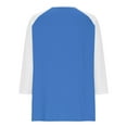 thumbnail image 4 of Cowsor Girl's Casual 3/4 Sleeve T Shirts Button V Neck Tunic Blouses Color Block Basic Tee Tops Loose Fit Summer Shirt, 4 of 6