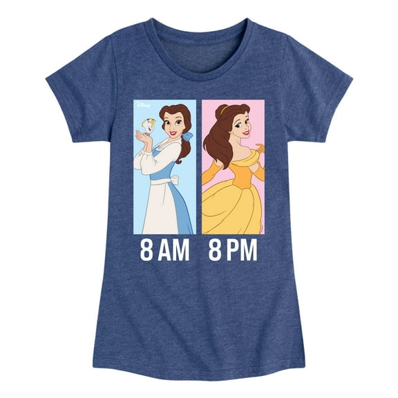 Disney Princess - Belle Day and Night Wear - Girls Fitted Short Sleeve T-Shirt