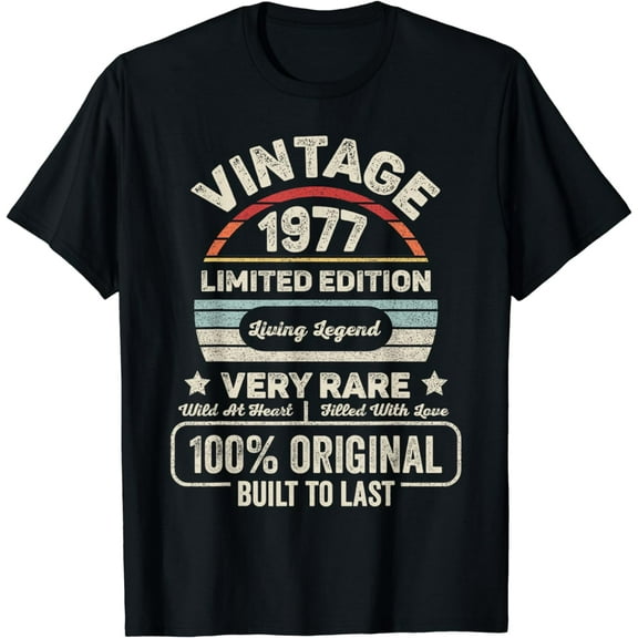 Vintage Born In 1977 Shirt 45th Birthday Gift 45 Years Old T-Shirt