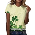 thumbnail image 5 of Plus Size JSKUMAR St Patrick's Day Short Sleeve Shirts for Women Stylish Shamrock Graphic Tee Funny Heart Printed Tops (Green-18,S), 5 of 7