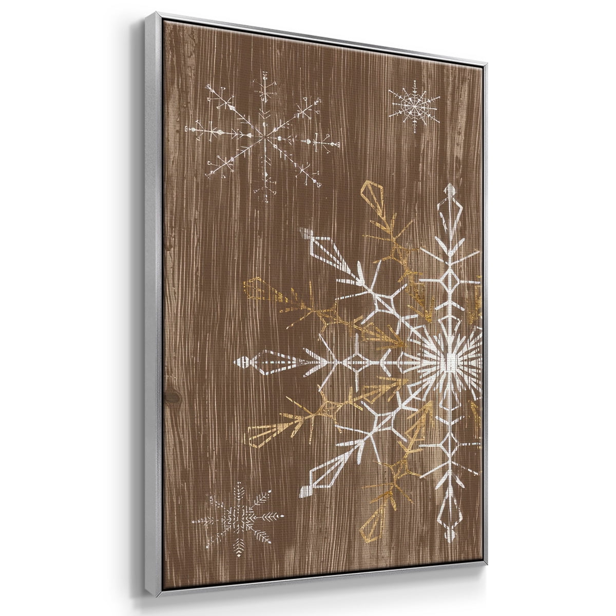 Barnwood Wonderland Collection B - Framed Gallery Wrapped Holiday Canvas - 25 x 37 - Silver Frame