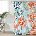 thumbnail image 2 of 54x78 Inch Shower Curtain Decorative Orange-red Coral Bathtub Bath Curtains Fabric Waterproof Bathroom Decor Blue Ocean Coastal Nature Branch Dots Small Stall Shower Curtain Set with 12 Hooks, 2 of 6
