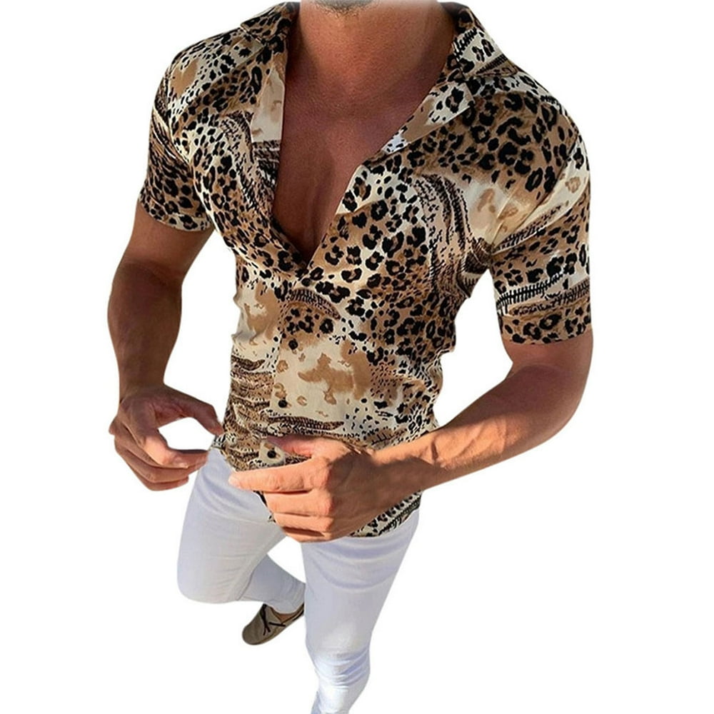 leopard button down men