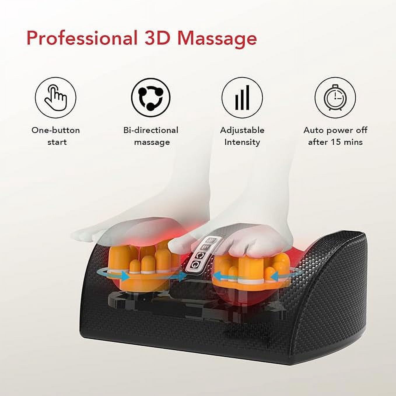 Hinzonek Foot Massager Machine Massage,Feet Massager, Chronic Nerve Pain Therapy Spa Gift Deep Kneading Rolling Massage for Leg Calf Ankle, Electric Shiatsu Foot Massager,Black