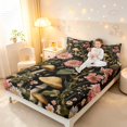 thumbnail image 3 of Homewish Fungus Plants Mushrooms Queen Sheets,Romantic Flowers Queen Sheet Sets,Pink Green,4-Piece,1 Flat Sheet, 1 Fitted Sheet and 2 Pillowcases, 3 of 6