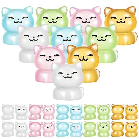 Worgeous 40pcs Mini Resin Cats Tiny Cat Figures Glow Resin Figurines Craft Room Decors Mini Kittens Dollhouse Miniatures