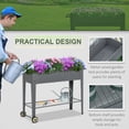 thumbnail image 4 of Outsunny 41" x 15" x 32" Raised Garden Bed Elevated with 2 Wheels, Bottom Shelf for Storing Tools, & Water Drainage Hole, gray, 4 of 9
