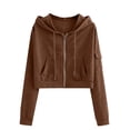 thumbnail image 6 of CAIXIA Women Cropped Cargo Pocket Full Zip Hoodie Long Sleeve Drawstring Zip Up Crop Hooded Jacket Casual Sweatshirts, 6 of 7