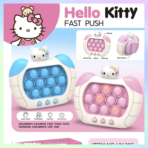 Máquina de juego de empuje rápido Anime Sanrio Hellokitty Cinnamoroll Kuromi Decompress, juguete educativo, juego de rompecabezas creativo para niños, regalo de Navidad
