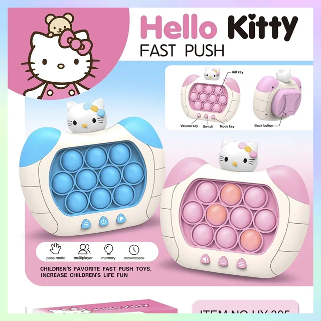 Máquina de juego de empuje rápido Anime Sanrio Hellokitty Cinnamoroll Kuromi Decompress, juguete educativo, juego de rompecabezas creativo para niños, regalo de Navidad
