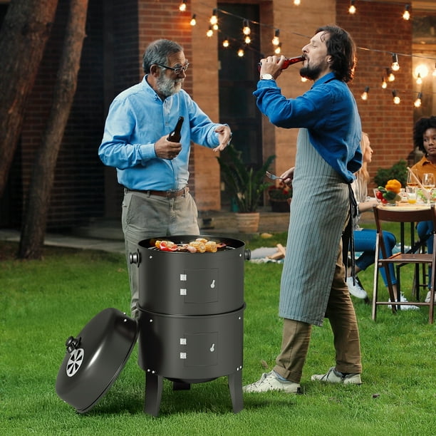 KingChii 3 in 1 Vertical Charcoal Smoker Grill BBQ Smoker for