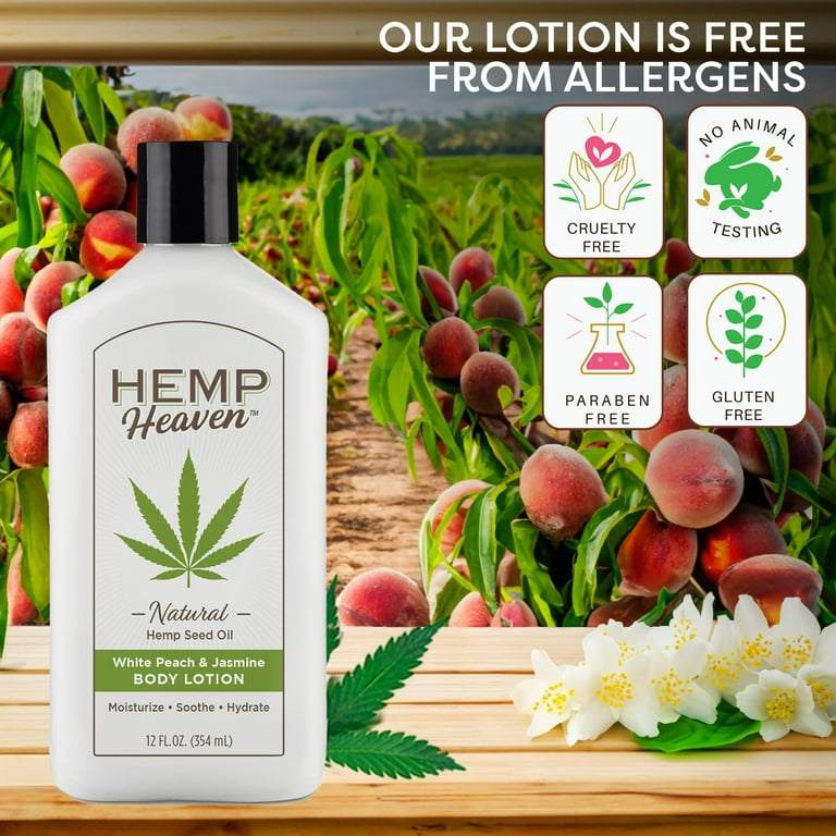 Hemp Heaven Body Lotion Peach & Jasmine Scent - 12 oz