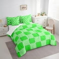 thumbnail image 3 of jejeloiu Geometric Plaid Twin Bedding Sets 7-Piece,Modern Minimalist Geometric Bedding Comforter Set,Green Checkerboard Grid Sheet Sets For Teens,Ultra Soft Home Decor Reversible, 3 of 8