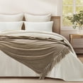 thumbnail image 6 of EVERGRACE Soft Chenille Throw Blanket for Couch, Cozy Plush Fuzzy Decorative Chenille Knit Throw Blanket with Tassels, Lightweight Blanket and Throws for Bed Sofa Gift Home Decor, Beige 60"x80", 6 of 8