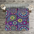 thumbnail image 3 of Ambesonne Purple Mandala Quilted Bedspread Set 3 Pcs, Vibrant Tones Boho, King Size, Multicolor, 3 of 3