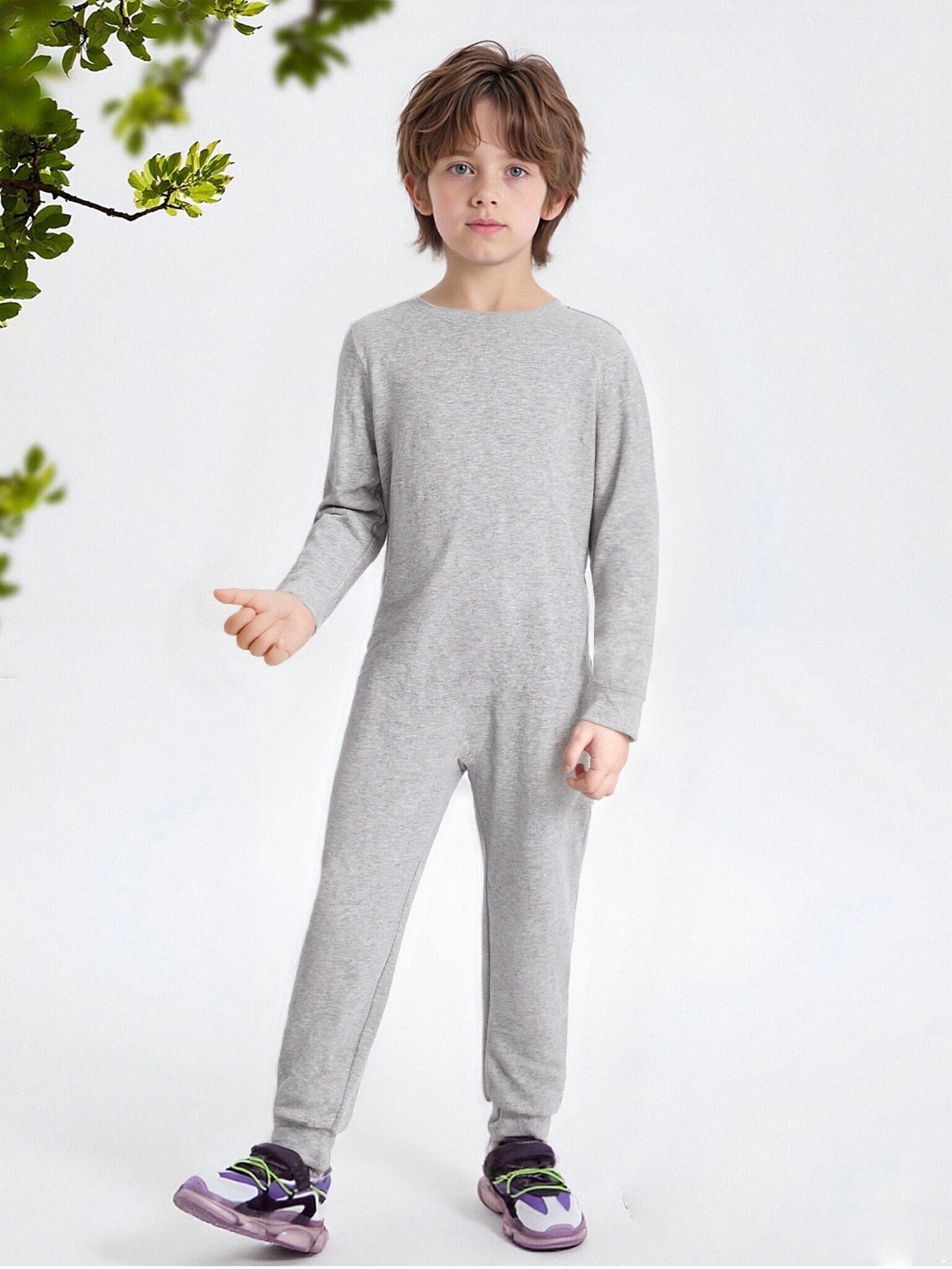 inlzdz Special Needs Adaptive Clothing for Children Cotton Long Sleeve Anti-strip Jumpsuit Onesie Grey 12