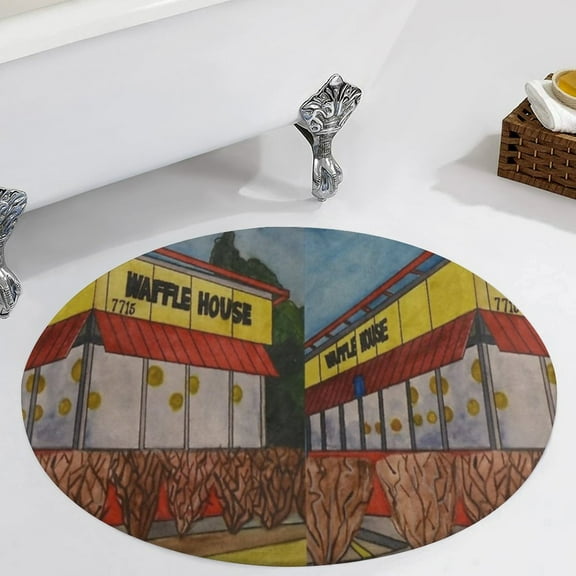 Waffle House Round Carpet Circle Rug Outdoor Patio Area Rug Washable Large Area Rugs Hallway Room Decor Fitness Mats