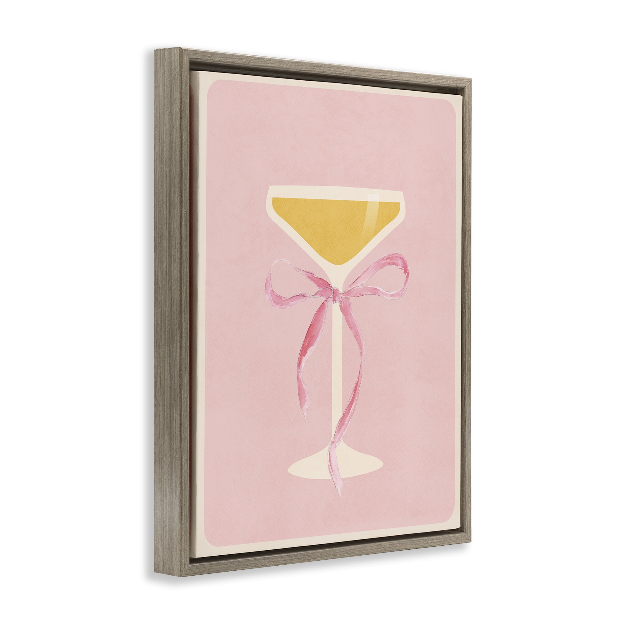 Stupell Industries Champagne Party Glass Brown Framed Floater Canvas Wall Art, design by Lucille Price