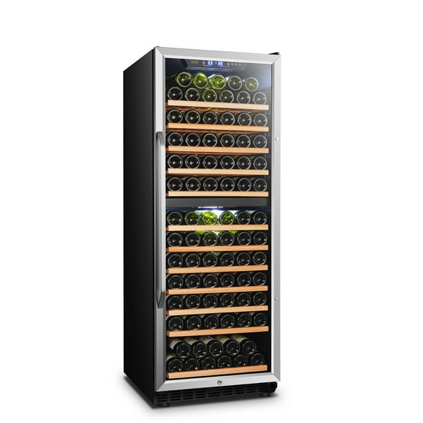 Lanbo 138 Bottle Builtin Dual Zone Compressor Wine Refrigerator, 24 Inch Wide