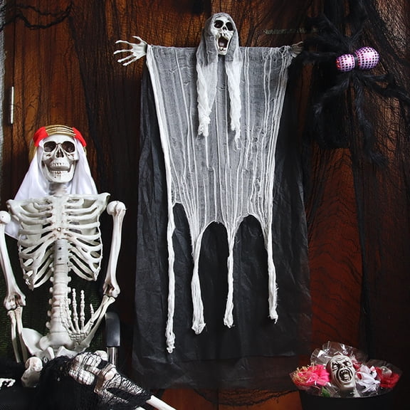 jiaroswwei Halloween Hanging Grim Reaper Decoration, Halloween Scary Hanging Skeleton Grim Reaper Halloween Haunted House Decoration