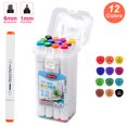 thumbnail image 1 of Marker Pen, 12 Colors Art Markers Set Dual Heads Broad Fine Point Alcohol Based Marker Pens with PP Storage Box for Children Students Adults, 1 of 7
