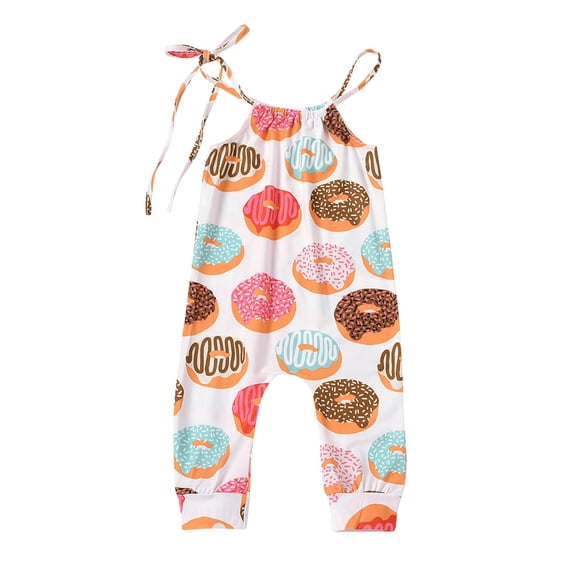 Odeerbi Baby Bodysuit Layette for Toddler Kids Girls Sleeveless Floral Print One Piece Strap Romper jumpsuit Pink
