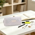 thumbnail image 4 of PYURTEP Pencil Case Glittery Rhombus Pattern Pencil Pouch Large Capacity Pencil Bag Portable Zipper Pouch for Stationery, School, Office, 4 of 7