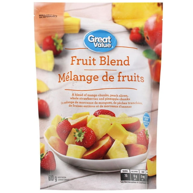 Great Value Peach, Strawberry and Tropical Fruit Blend, 600 g