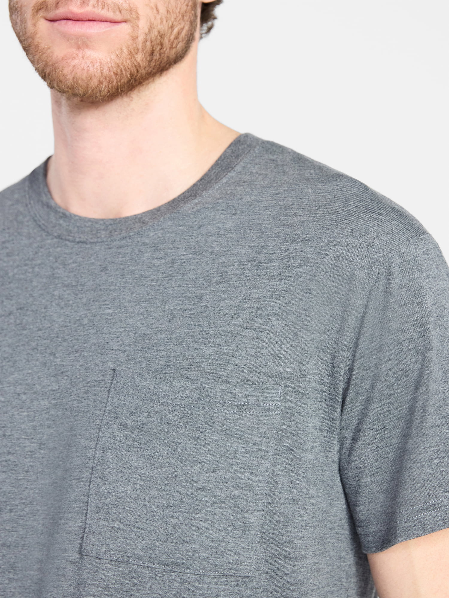 Athletic Works Men's and Big Men's Tri Blend Pocket Tee, Sizes XS-4XL