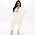 thumbnail image 2 of Ujnder Women's Cozy Long Sleeve Hooded Jumpsuit Cute Autumn Winter Loungewear Pajamas White XL, 2 of 5