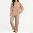thumbnail image 2 of lcziwo Womens Fleece Pajama Sets Winter Warm Fuzzy Ribbed Sleepwear Comfy Soft Fluffy Pjs 2 Piece Loungewear Plush OutfitsKhaki,Free Size, 2 of 10