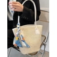 thumbnail image 4 of PIKADINGNIS Women Straw Bags Summer Rattan Hand-Woven Beach Large Tote Bag with Silk Scarves, 4 of 6