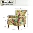 thumbnail image 6 of Upholstered Wingback Armchair Removable Cushion Floral Sofa Home Accent Chair Couch Wood Legs Nailhead Trim, 6 of 6