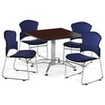 thumbnail image 4 of OFM Multi-Use Break Room Package, 36" Square Table with Fabric Stack Chairs, Mahogany Finish with Chrome-Plated Steel Base and Black Seats (PKG-BRK-042), 4 of 5
