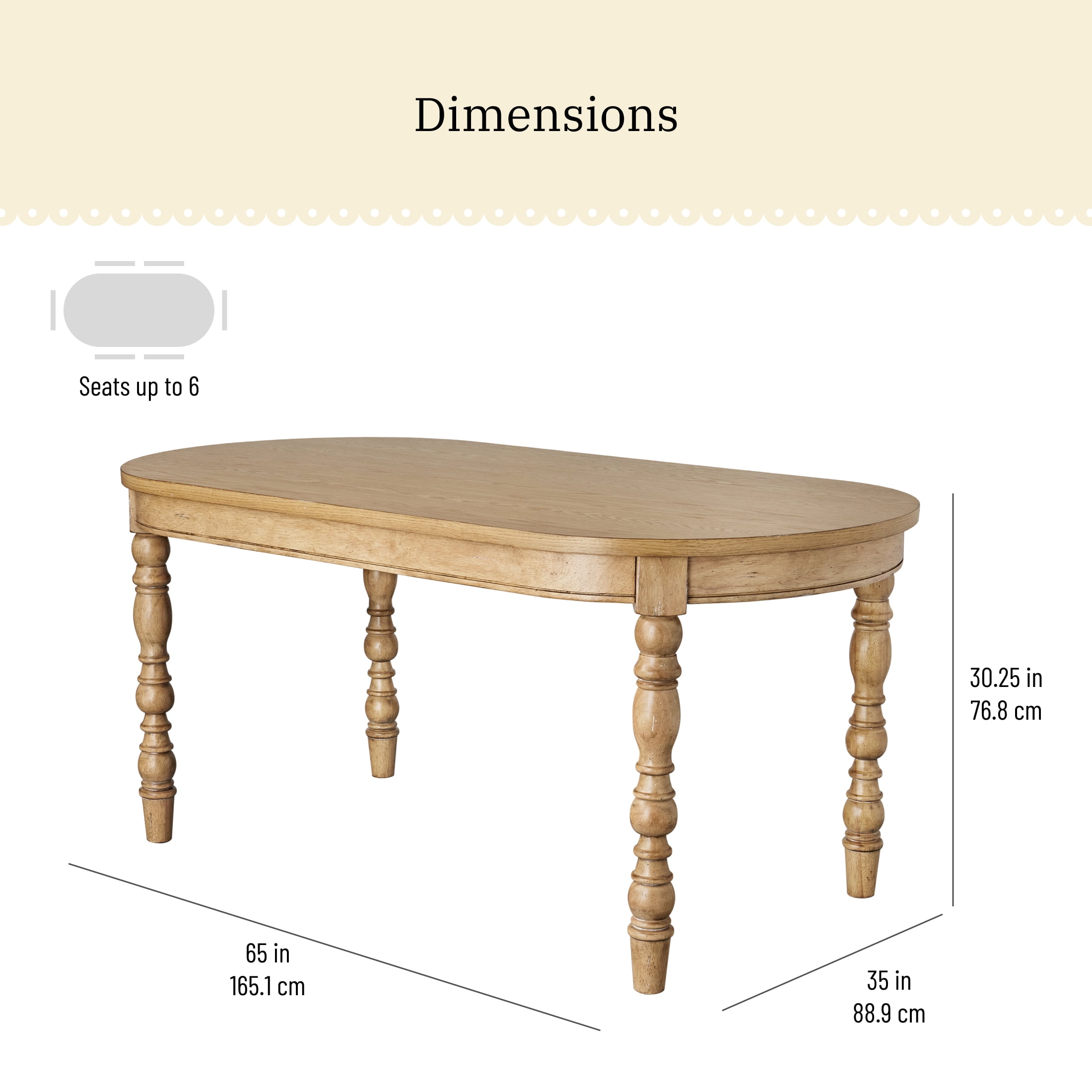 The Pioneer Woman Willa Dining Table, Heirloom Wheat Finish, Oval, Farmhouse Style
