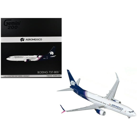 Boeing 737-800 Commercial Aircraft "AeroMexico" (N957AM) White with Dark Blue Tail "Gemini 200" Series 1/200 Diecast Model Airplane by GeminiJets