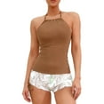 thumbnail image 2 of Sakmal Womens Tankinis Padded Two Piece Swimwear Solid Tropical Bathing Suits for Women L, 2 of 9