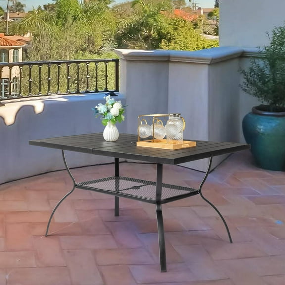 SalonMore 59" Outdoor Iron Table, Oversized Coffee Table for Patio, Kitchen, Dining Room