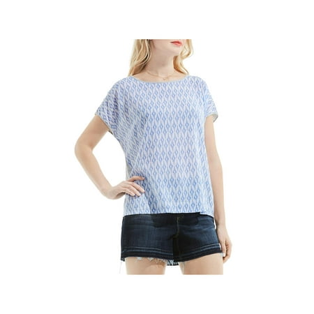 Two by Vince Camuto Womens Sheer Printed Front Casual Top