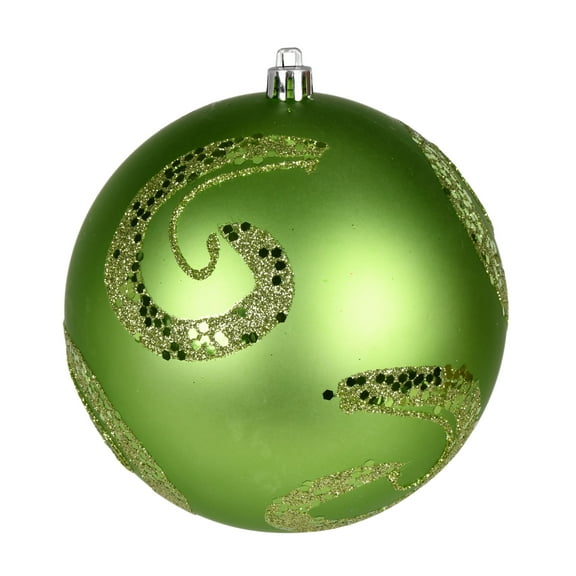 Vickerman 4" Celadon Matte Sequin Swirl Ornament, 6 per Bag