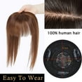 thumbnail image 6 of MY-LADY Clip In Remy Topper Hairpiece With Bangs Human Hair Clip On Toupee Wispy Bangs For Women Middle Part With Hair Loss Thinning Hair #04 Medium Brown, 6 of 8