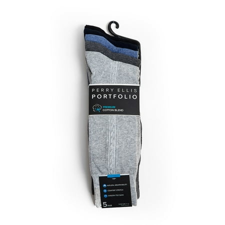 Perry Ellis Portfolio Premium Cotton Blend 5 Pack Socks