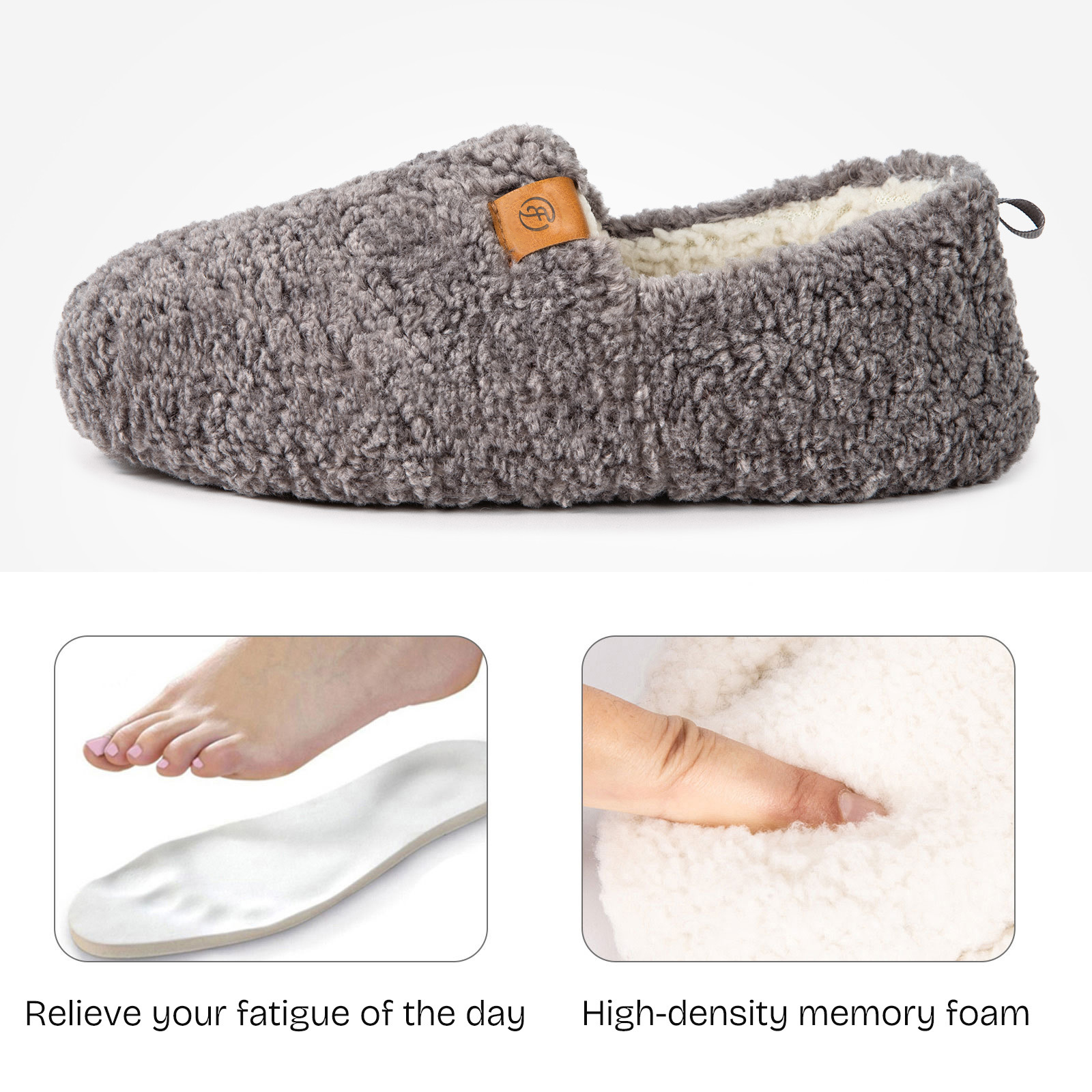 DualTop Women's Soft Curly Memory Foam Loafer Slippers photo 2