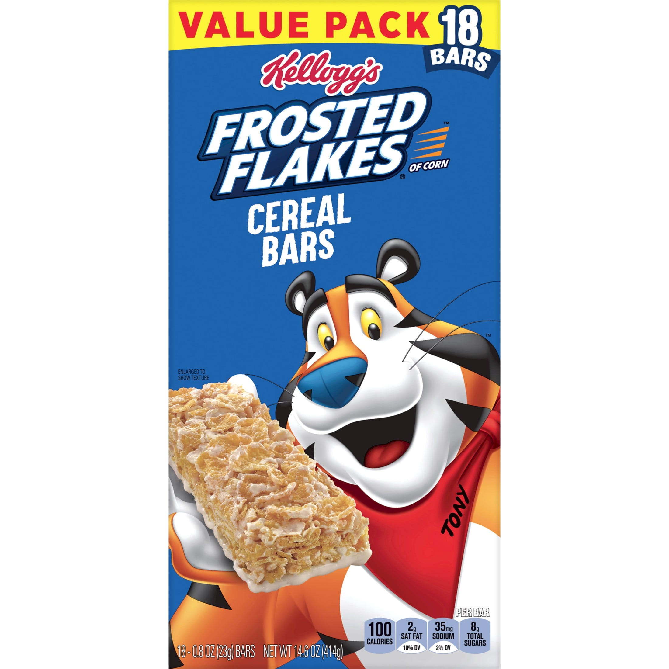 Kellogg's Frosted Flakes Original Chewy Breakfast Cereal Bars, Kids Breakfast Bars, 14.6 oz, 18 Count