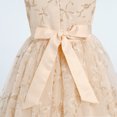 thumbnail image 5 of IBTOM CASTLE Flower Girls Dress for Wedding Round Neck Sleeveless Floral Embroidered Ruffle Tulle Dress Birthday Party Princess Pageant Gown with Bowknot 13-14 Years Beige, 5 of 7
