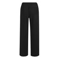 thumbnail image 3 of WIZUTIZ Womens Linen Pants Soft Relaxed Relaxed Fit Wide Leg Sweatpants Stretch Elastic High Rise Full Length Dress Pants Solid with Pockets Palazzo Pants for Teen Girls Business Swimming Pool Black, 3 of 4