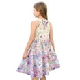 thumbnail image 4 of Abcomgle Summer Dress for Girls 14-16 Casual Halter Neck Sleeveless Girls Dresses Floral Print A-line Sundresses Loose Swing Dresses 3-4 Years,Purple Pink, 4 of 7