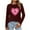 #443-Wine, variant on Wowcloth Woman's Valentine Print Casual Top, Long Sleeve Round Neck Design for Daily Wear and Valentine's Day